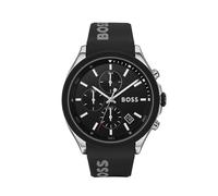 BOSS Herren 44 mm Chronograph Quarz Uhr Velocity Kollektion mit Silikonarmband, Datumsfunktion, 3 Sub-Dials, 5ATM Wasserresistenz