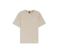 BOSS Herren T-Shirt, Waffeloptik - Waffle T-Shirt, Logo, Rundhals, Logo, Baumwollmischung Beige S