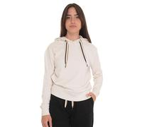 Hoodie BOSS "CP Stripe Hoodie", Damen, Gr. S, weiß (open weiß 118), Sweatware, Obermaterial: 46% Baumwolle, 46% Lyocell, 8% Polyamid, regular fit normal, hoch geschlossener Ausschnitt, weit Bündchen m