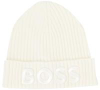 BOSS Beanie aus reiner Schurwolle Modell 'LARA_HAT' in Ecru, Größe 1