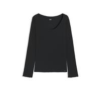 BOSS Pyjama-Oberteil aus Baumwoll-Mix mit Waffelstruktur - Style Cosy Waffle_LS-Shirt, 50557175 Schwarz M
