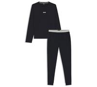 BOSS Pyjama aus Baumwolle mit Monogramm-Bund - Style Xmas Long Set, 50550547 Dunkelblau S