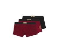 BOSS Year of the Horse Dreierpack eng anliegende Boxershorts aus Stretch-Baumwolle - Style Trunk 3P CNY, 50558864 Schwarz / Rot L
