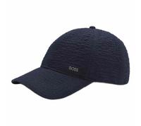 BOSS Cap aus Seersucker-Stretch-Baumwolle mit metallenen Logo-Buchstaben - Style Zed-Seersucker-CO, 50562264 Dunkelblau ONESI