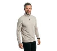 BOSS Sweatshirt Zetrust Baumwoll-Terry mit Reißverschluss am Kragen und Logo-Aufnäher Hellgrau XXL