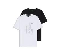 BOSS Zweier-Pack T-Shirts aus elastischem Baumwoll-Jersey - Style TS_Graphic Set CN, 50555424 Weiß / Schwarz L