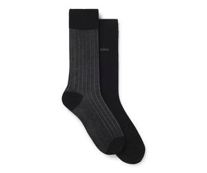 BOSS Zweierpack gerippte Vanisé-Socken aus merzerisiertem Baumwoll-Mix - Style 2P RS Rib Steve MC, 50564493 Schwarz / Grau 43-46