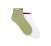 BOSS Zweierpack kurze Socken mit Signature-Streifen an den Bündchen - Style 2P SH Stripe CC, 50491195 Weiß / Grün 39-42