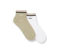 BOSS Zweierpack kurze Socken mit Signature-Streifen an den Bündchen - Style 2P SH Stripe CC, 50491195 Weiß / Grün 39-42