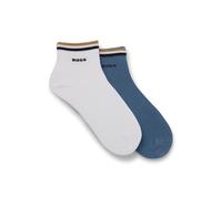 BOSS Zweierpack kurze Socken mit Signature-Streifen an den Bündchen - Style 2P SH Stripe CC, 50491195 Weiß / Blau 39-42