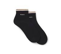BOSS Zweierpack kurze Socken mit Signature-Streifen an den Bündchen - Style 2P SH Stripe CC, 50491195 Schwarz 43-46