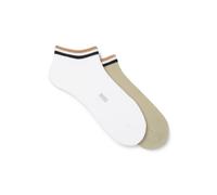 BOSS Zweierpack Sneakers-Socken mit Signature-Streifen an den Bündchen - Style 2P AS Uni stripe CC, 50491192 Weiß / Grün 39-42