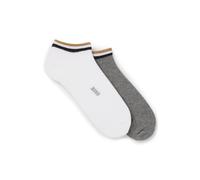 BOSS Zweierpack Sneakers-Socken mit Signature-Streifen an den Bündchen - Style 2P AS Uni stripe CC, 50491192 Weiß / Grau 43-46