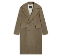 BOSS Zweireihiger Mantel aus Alpaka-Mix mit Fischgrät-Muster - Style H-Cale-DB-Flaps-254, 50550743 Braun 58