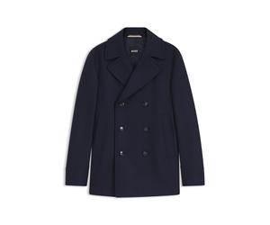 BOSS Zweireihiger Slim-Fit Kurzmantel aus Woll-Mix - Style H-Hyde-Pcoat-234, 50536826 Dunkelblau 50