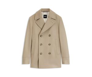 BOSS Zweireihiger Slim-Fit Kurzmantel aus Woll-Mix - Style H-Hyde-Pcoat-234, 50536826 Hellbeige 44