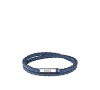 BOSS Zweireihiges, geflochtenes Armband in Denim-Optik mit Logo-Verschluss - Style ARES SUMMER, HB1580800 Blau ONESI