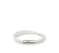 BOSS Zweireihiges, geflochtenes, weißes Armband mit Logo-Verschluss - Style ARES SUMMER, HB1580798 Weiß ONESI