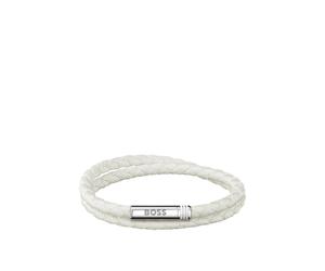 BOSS Zweireihiges, geflochtenes, weißes Armband mit Logo-Verschluss - Style ARES SUMMER, HB1580798 Weiß ONESI