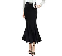 Bossy Damen Bodycon Stretch High Waist Party OL Fishtail Meerjungfrau Langer Rock - Schwarz - X-Groß