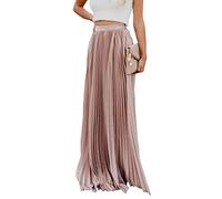 Bossy Damen Maxirock mit hoher Taille, Flowy Plissiert, Chiffon - Pink - Mittel