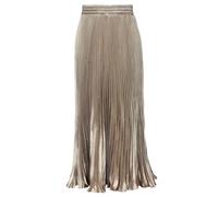 Bossy Damen Rock mit elastischer Taille, Satin, Metallic-Plissiert, lang - Beige - Einheitsgröße