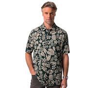 Boston Park Herren große Größen Menswear L-8XL Piqué-Hemd, Halbarm, floraler Alloverprint, Kentkragen, Modern Fit Dschungel grün 6XL 839659455-6XL