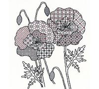 Bothy Threads Blackwork Kreuzstich-Set "Mohn", 30x33cm, XBW4, Zählmuster
