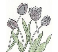 Bothy Threads Blackwork Kreuzstich-Set Tulpen, 30x33cm, XBW8, Zählmuster