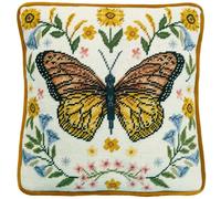 Bothy Threads Gobelin-Stickkissen Set Botanischer Schmetterling Stickbild gedruckt