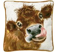 Bothy Threads Gobelin-Stickkissen Set Moo Stickbild gedruckt