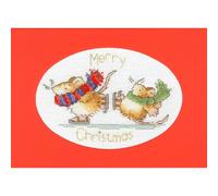 Bothy Threads Grußkarte Kreuzstich Set Mäuse auf Eis Zählmuster