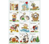 Bothy Threads Kreuzstich-Set "Kalender Kreaturen", 31x41cm, XMS15, Zählmuster