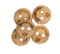 BOTIBOTON - 50 Knöpfe Holzknöpfe mit Gravur "HANDMADE“ - annähen knopf für kinder - kinderknöpfe groß und klein holz knopf, Gewachstes Olivenholz - Nähzubehör - Hergestellt aus SPANIEN (12 mm)
