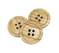 BOTIBOTON - 50 Naturholzknöpfe mit 4 Löchern (12,15,18,20 und 25 mm) - Olivenholz - Helles Holz - Nähzubehör - Hergestellt und versandt aus SPANIEN. (20 mm)