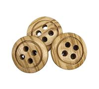 BOTIBOTON - 50 Naturholzknöpfe mit 4 Löchern (12,15,18,20 und 25 mm) - Olivenholz - Helles Holz - Nähzubehör - Hergestellt und versandt aus SPANIEN. (12 mm)