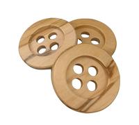 BOTIBOTON - 6 große Olivenholzknöpfe - 37 mm - Ideal für Wolle - 4 große Löcher - Hergestellt und versandt aus Spanien
