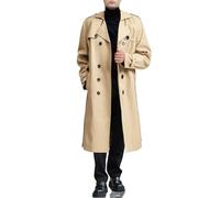 Botten Herren Zweireihiger Trenchcoat Lange Jacke Overcoat Übergroße Casual Windbreaker mit Revers Schwarz, Braun, 4X-Large