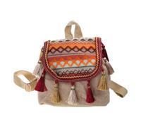 Bottone Ethno Stil Paket mit Quasten, modische Büchertaschen, vielseitiger Rucksack, doppelter Riemen, Umhängetasche, große Kapazität, Reisetasche, Damen Rucksack