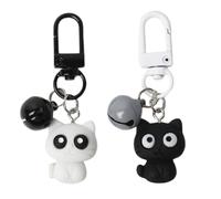 Bottone Schlüsselanhänger mit weißer Katze, niedlicher Schlüsselanhänger, Paar, Geschenk für Frauen, Tasche, Geldbörse, Taschenzubehör, Rucksack Dekorationen, schwarz weißer Schlüsselanhänger