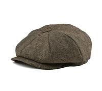 BOTVELA Herren 8 Stück Wollmischung Newsboy Flat Cap Fischgrätenmuster in klassischen 5 Farben Gr. Small, khaki