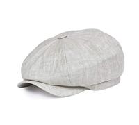 BOTVELA Herren Leinen Newsboy Cap Fischgrätenmütze Atmungsaktiv Sommerhut, Fischgrätenmuster, Hellgrau, 7 1/4 / 7 3/8