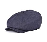 BOTVELA Herren Leinen Newsboy Cap Fischgrätenmütze Atmungsaktiv Sommerhut, Fischgrätenmuster, Marineblau, 7 3/4 / 7 7/8