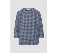 Bouclé-Shirt mit Zierknöpfen und 3/4-Ärmeln 46 blau 2160886.5959.46