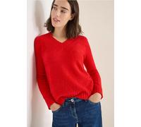 Cecil Damen Bouclé V-Neck Pullover in Orange, Gr: L
