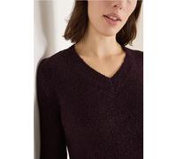 Cecil Damen Bouclé V-Ausschnitt-Pullover rot Größe L