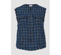 Bouclé-Weste mit Fransen und Brusttaschen 34 blau 2164290.59N0.34