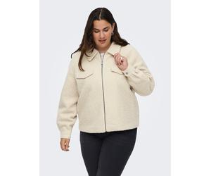 Bouclèjacke ONLY CARMAKOMA "CARMALO SHORT BOUCLE JACKET OTW NOOS", Damen, Gr. 46, beige (pumice stone detail:melange), Web, Obermaterial: 100% Polyester, meliert, loose fit hüftlang, Jacken (63794662-