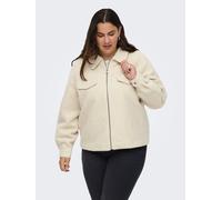 Bouclèjacke ONLY CARMAKOMA "CARMALO SHORT BOUCLE JACKET OTW NOOS", Damen, Gr. 54, beige (pumice stone detail:melange), Web, Obermaterial: 100% Polyester, meliert, loose fit hüftlang, Jacken (63794662-