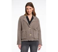 Bouclèjacke RINO & PELLE "SENA", Damen, Gr. XS (34), grau (taupe), Bouclé, Obermaterial: 68% Polyamid, 24% Viskose, 8% Polyester, unifarben, regular fit taillenbedeckt, Jacken, mit Revers Kragen (2995
